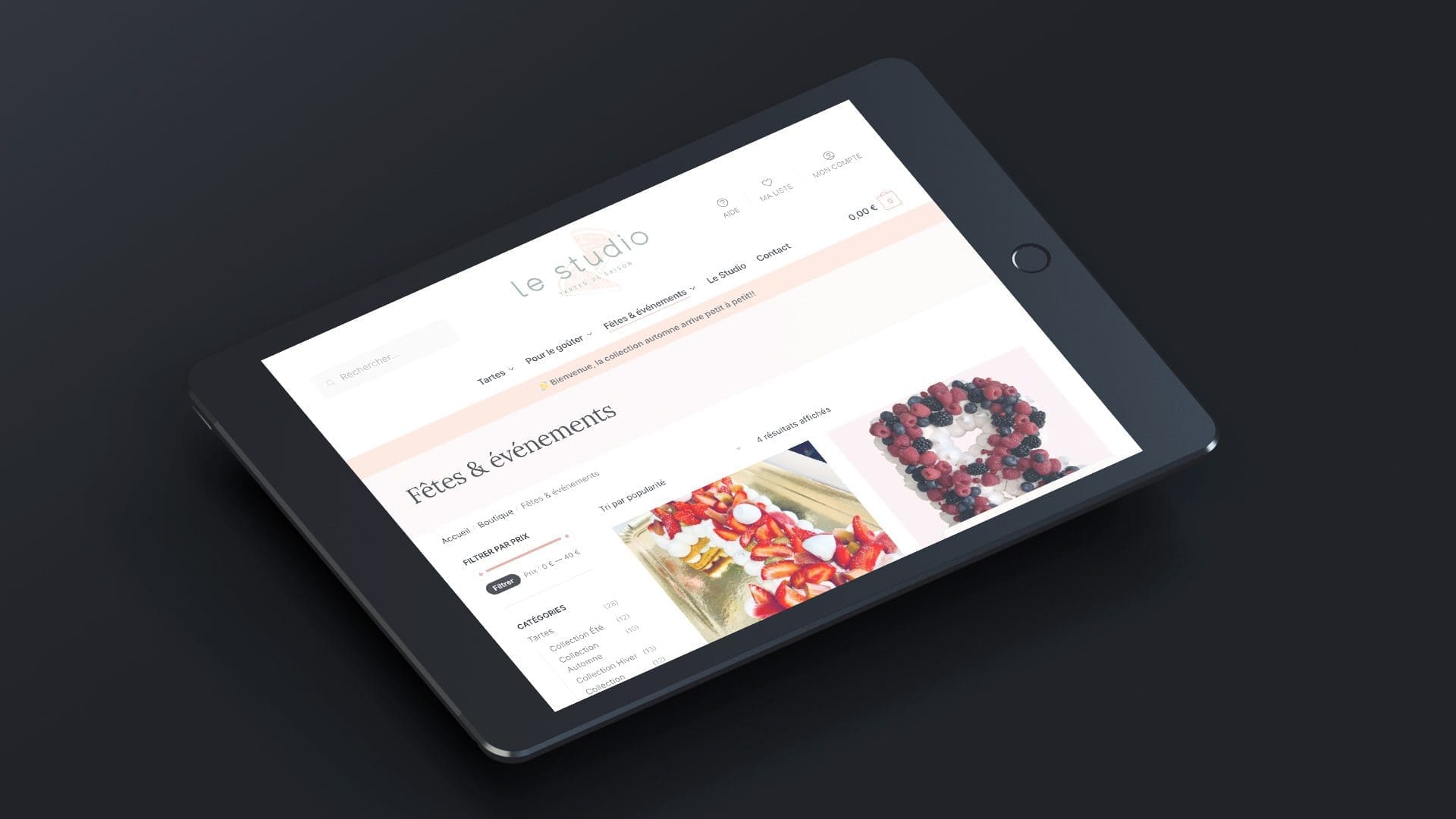 Projet Site e commerce Le Studio Patisserie iPad